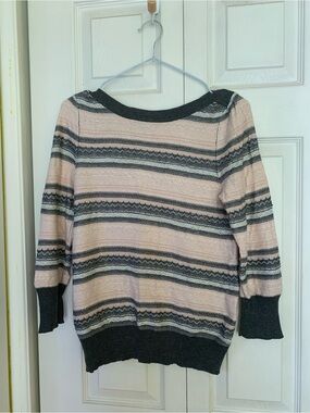 Striped Blush and Charcoal Women's Sweater